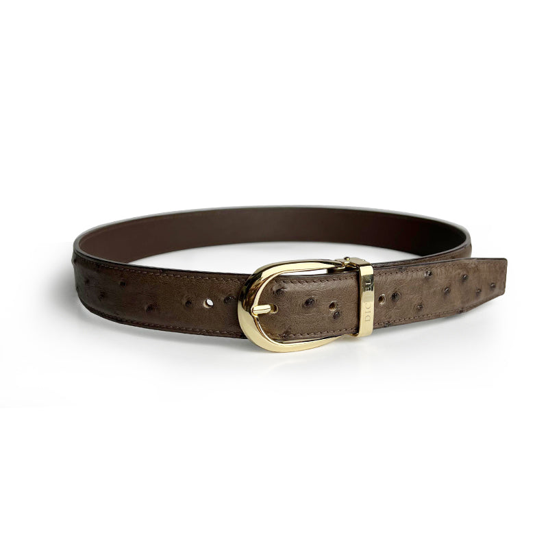 Genuine Ostrich Leather Belt- Women- Coffee Brown